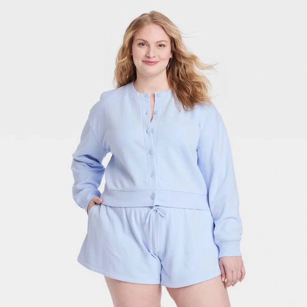 NWT Universal Threads French terry jersey lounge set cardigan and shorts size M - Picture 14 of 14